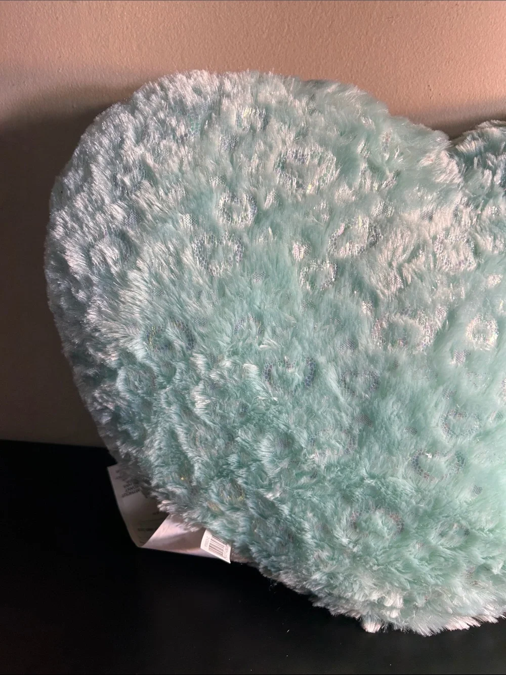 #1 Mom Plush Heart Pillow - Aqua with Purple & Pink Accents New with Tags.